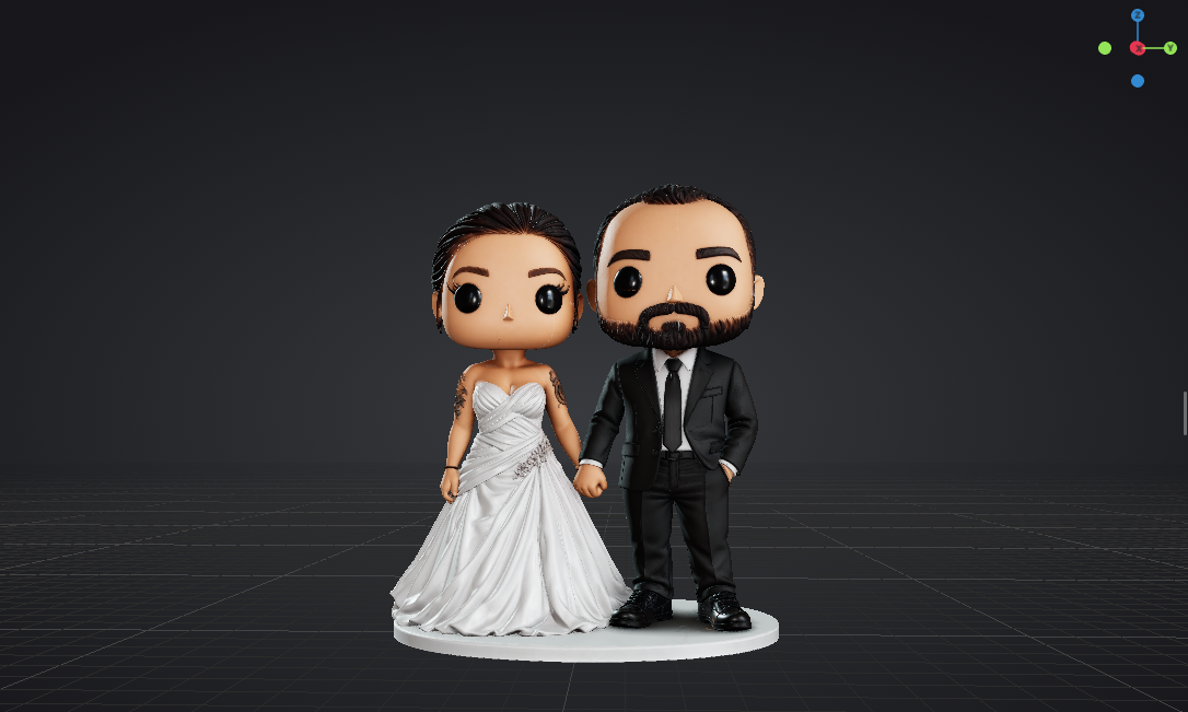 Modelo 3D digital de um casal antes da fabricação física
